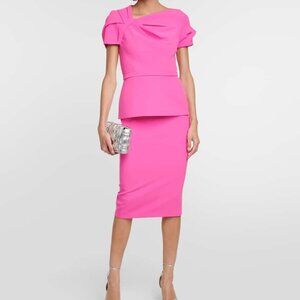 Safiyaa Peplum crêpe midi dress
